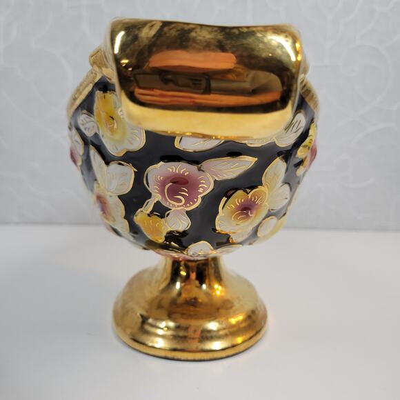 Vintage S A Leart Co‎ Elpa Alcobça Porcelain Serving Bowl 1930s Floral 24k Gold - Picture 11 of 14